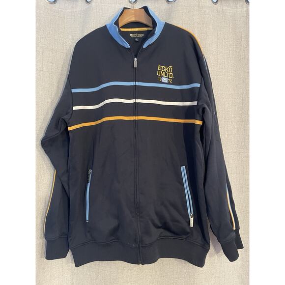 Vintage Ecko Unltd Track Jacket Mens Large Blue Striped Zip-up Y2K - Picture 2 of 6